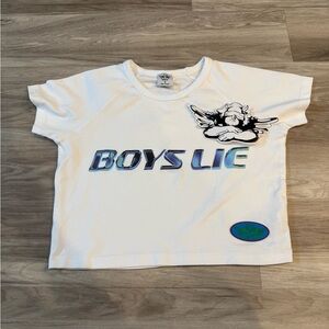 Boys Lie White Tee with Graphic Design